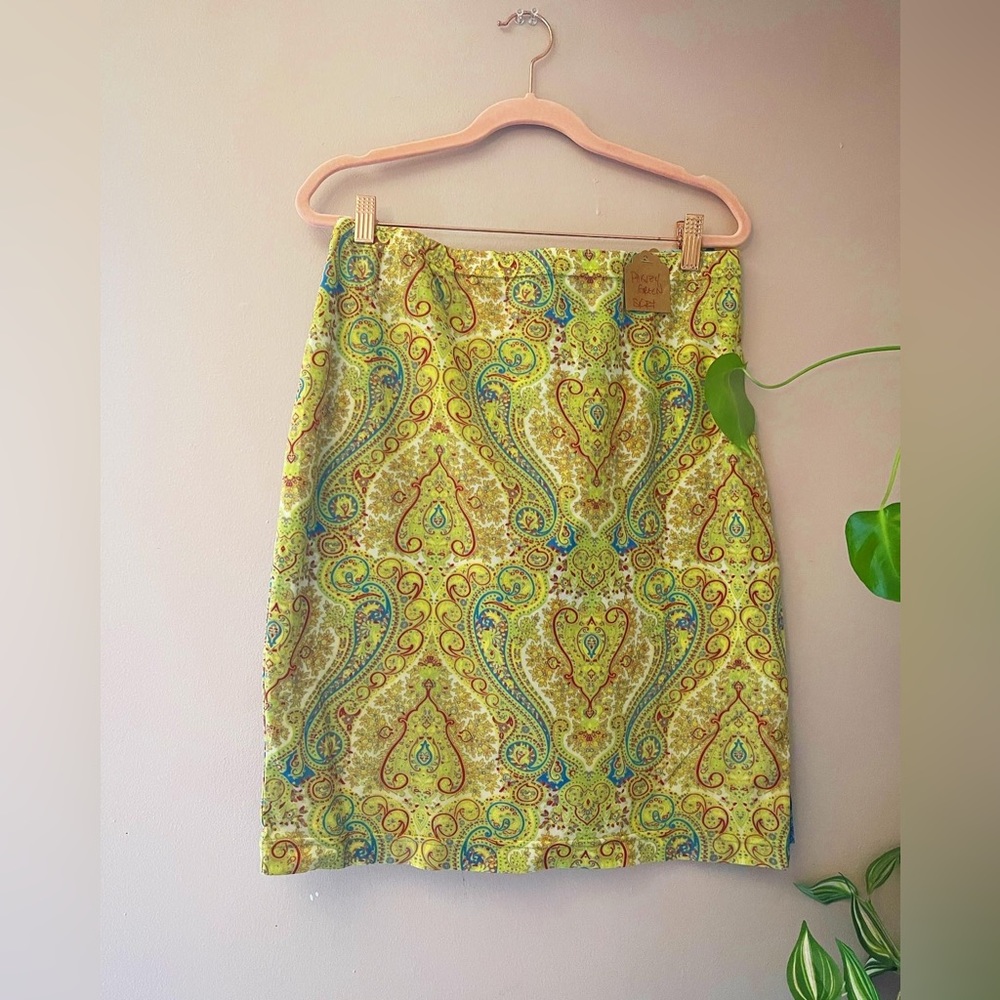 Y2K Green Paisley Mini Skirt